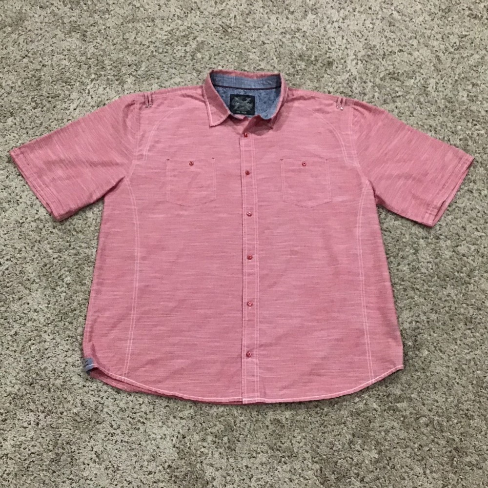 Drill Clothing Company Size 4XL Red 7 White Striped Men's Short Sleeve Shirt